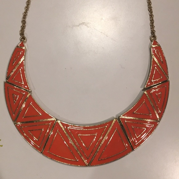 Coral & Gold Statement Necklace - Picture 2 of 8